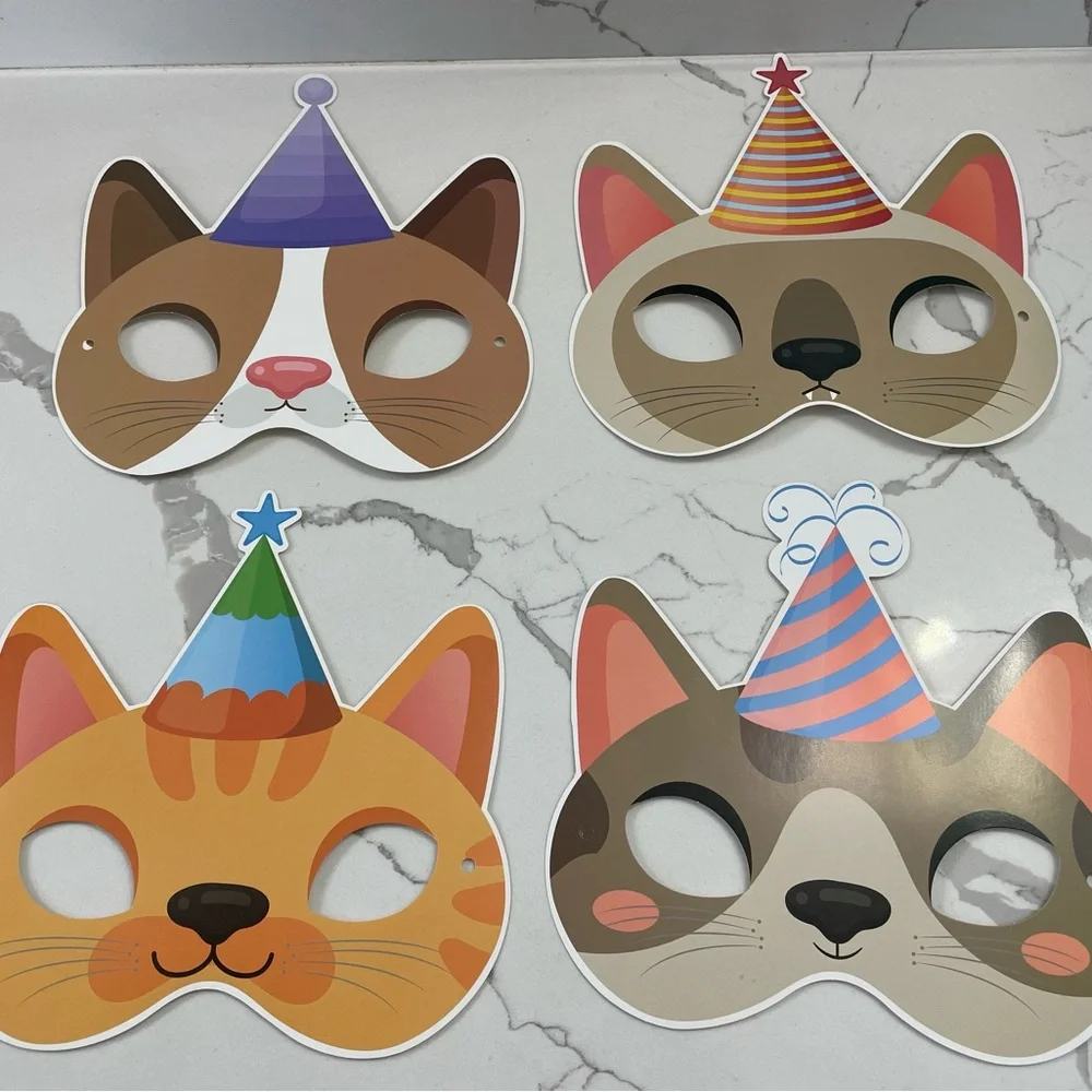 Cat Face Party Masks - 27 Multi Color Animal Mask Set